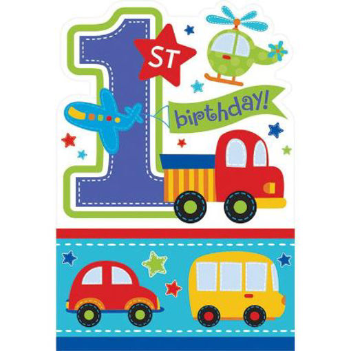 Picture of ALL ABOARD 1ST BIRTHDAY BOY INVITATIONS - 8PK